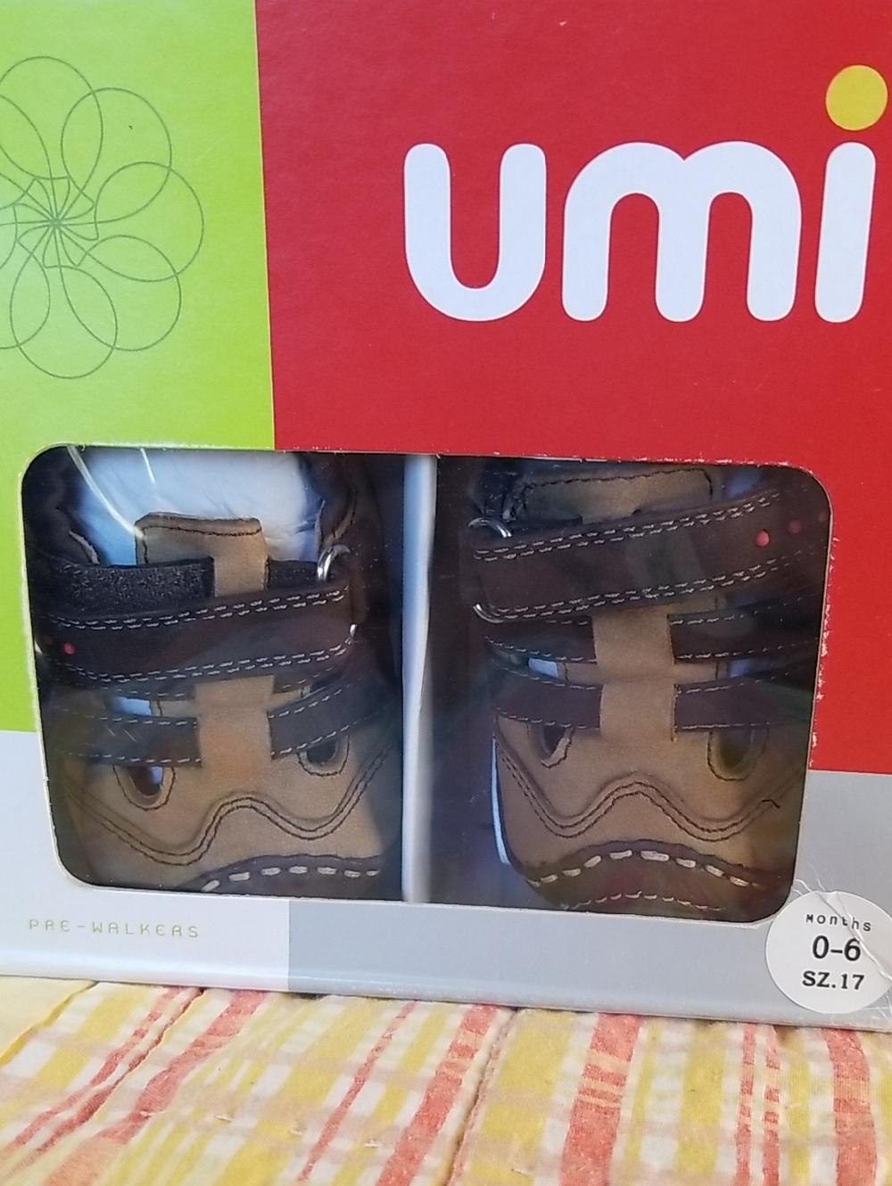 Umi Brown and Tan Soft Leather Pre-Walker Shoes 0-6 Months EURO 17 NIB